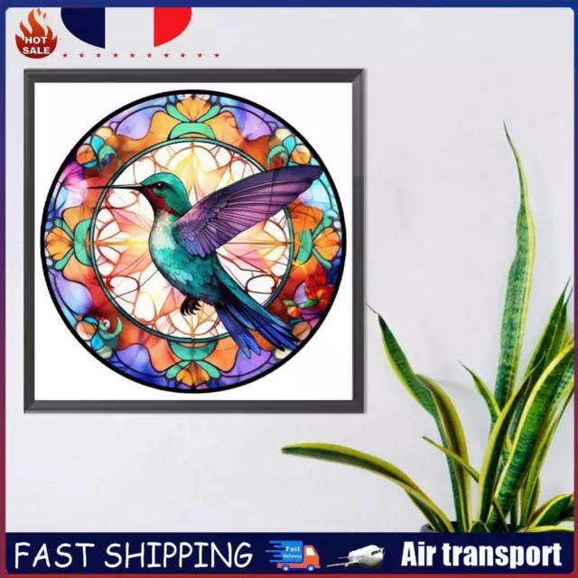5D DIY Full Round Drill Diamond Painting Stained Glass Hummingbird Decor(A3061)