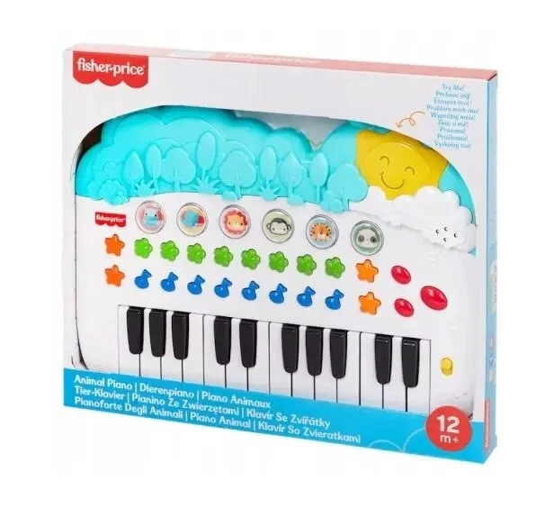 Piano Animaux Fisher-Price 22278 - 24 Touches, 6 Sons D'Animaux, Fonction Enregistrement - Éveil Musical Pour Bébé 36+ Mois