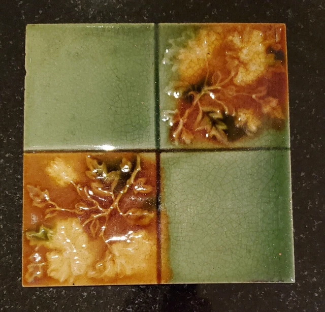 Stylish Antique Victorian Majolica Glazed Tile