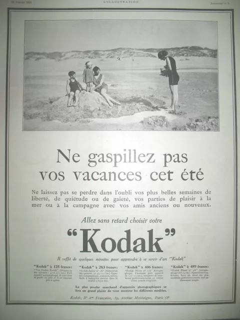 Kodak Vest Pocket Press Release Beach Photo French Ad 1923