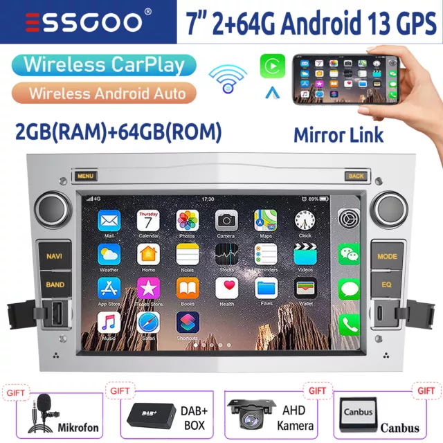 DAB+ 64G Android 13 Autoradio Carplay Für Opel Corsa C D Astra H Zafira B Combo