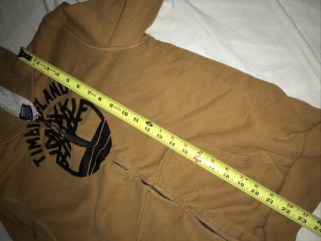 Timberland Beige Full Zip Hoodie Sweatshirt Jacket Sherpa Lined Size XL 5