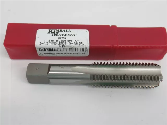 Kimball Midwest 82756 , 1"- 8 UNC HSS Bottoming Tap