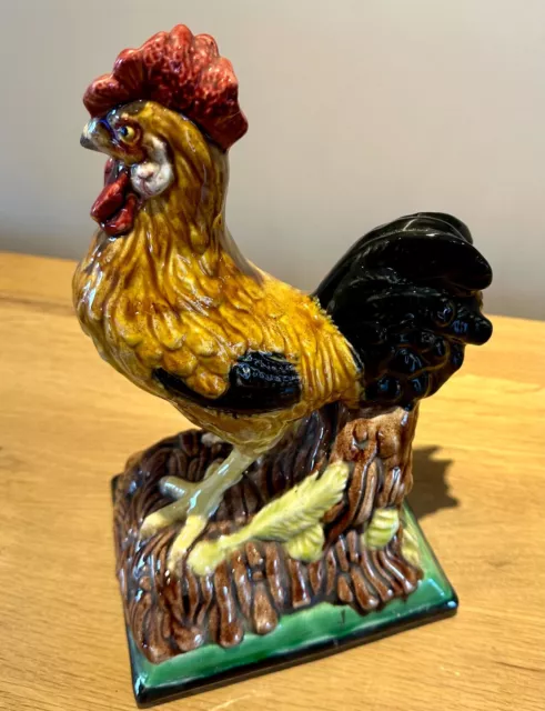 Super Tall Vintage Portuguese Majolica Rooster By Bordallo Pinheiro