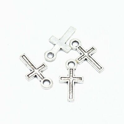 100 Tibet Silver Golden Bronze Alloy Tiny Cross Charm Pendants 15mm DIY Earring