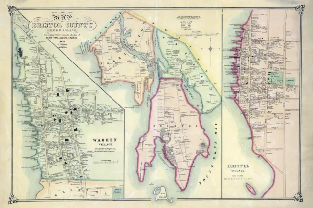 1851 Map of Bristol County Rhode Island