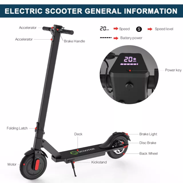 🛴Trottinette électrique 2Roues avec Pliable Adulte Jeune E-scooter 250W 15.5MPH 2