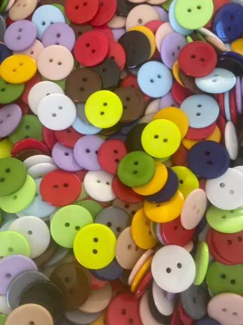 100pcs 20mm Buttons Bright coloured Mixed Resin Sewing Scrapbooking Craft Art