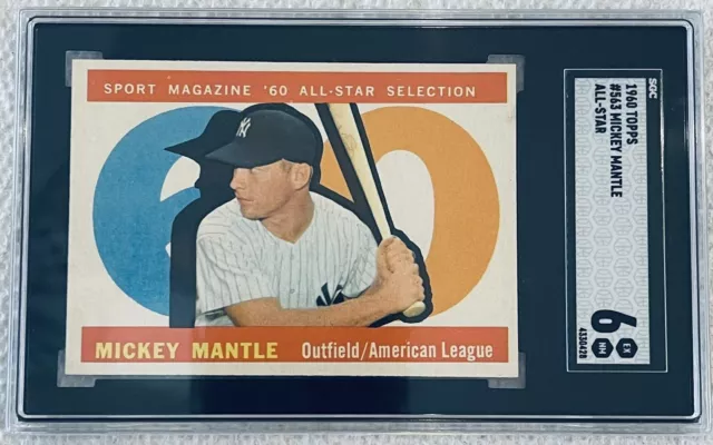 Spectacular 1960 Topps Mickey Mantle Card #563 Sgc Authenticated Ex/Near Mint 6