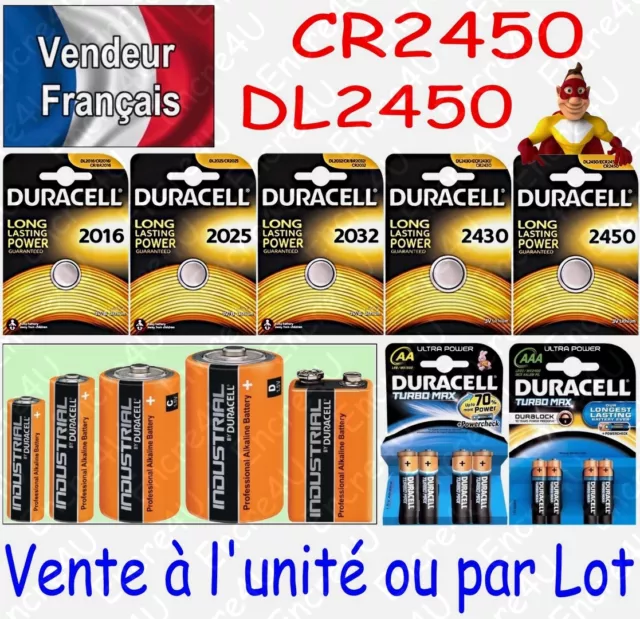 DURACELL DL2450 CR2450 Lithium 3V - A l'unité ou par lot de 2 5 10 ou 20 piles