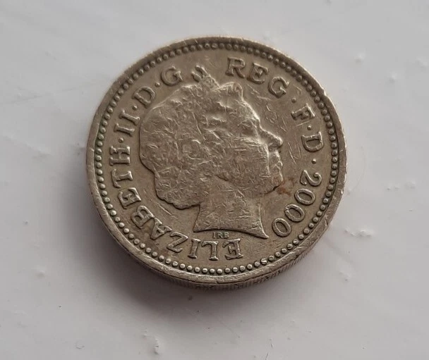 2000 one pound £1 coin - WALES / WELSH DRAGON - UK old round pound coin hunt (A)