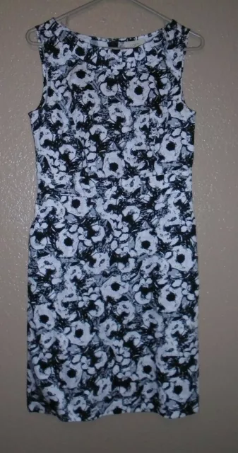 Loft  Ann Taylor Loft Sleeveless Cotton Dress Floral Pleated Neckline Size 6 Euc
