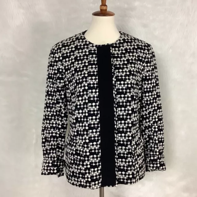 Akris Punto Polka Dot Black & White Wool Blend Blazer Jacket