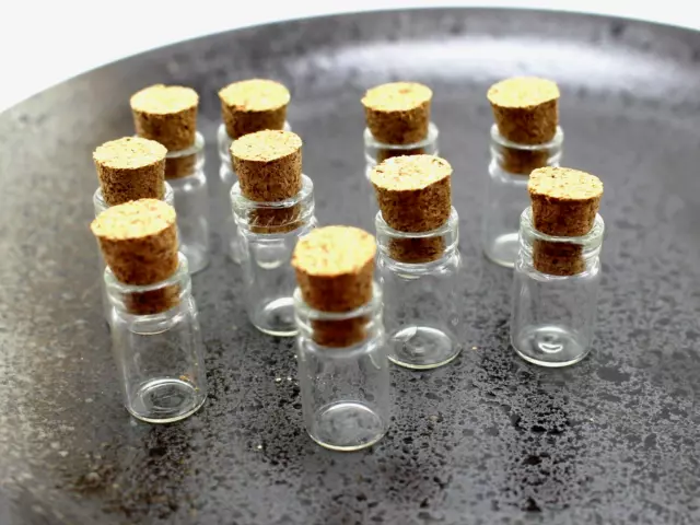 100 Mini Empty Glass Cork Bottle Pendant Vials Wish Charms Clear 10X18mm (0.5ml)