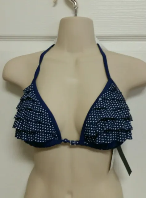 Marie Meili Swim NWT Size Small or Medium Navy White Polka Dot Ruffle Bikini Top