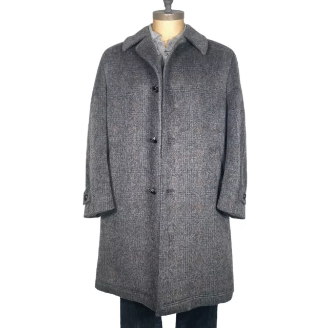 Cappotto Loden Frey Vintage in Lana e Mohair Grigio Monopetto da Uomo Taglia 50