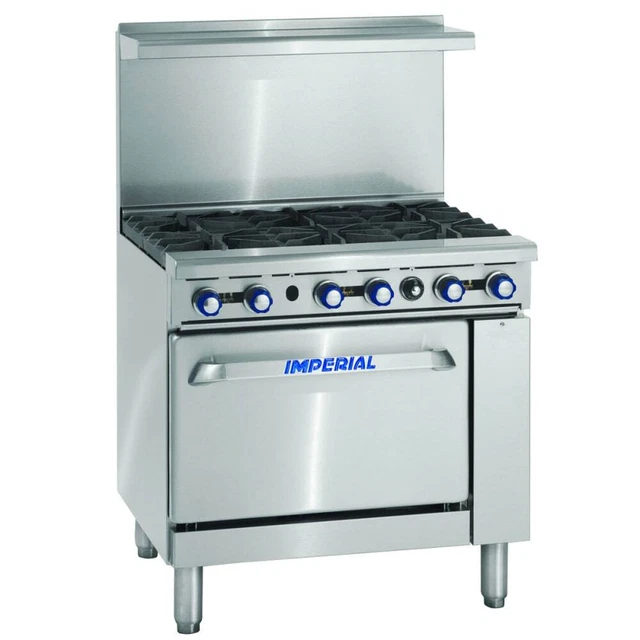 Imperial IR-6 36" Gas Restaurant Range, (1) Standard Oven, (6) Open Burners Imperial IR-6 36" Gas Restaurant Range, (1) Standard Oven, (6) Open Burners