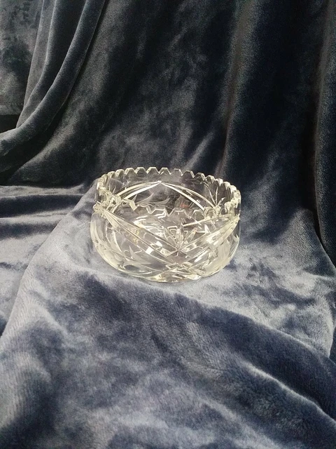 Vintage American Brilliant Small Cut Glass Saw Cut Small Round Bowl
