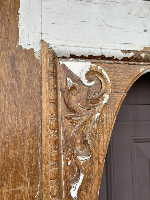 Antique Vintage Carved Wood Entry Door 2