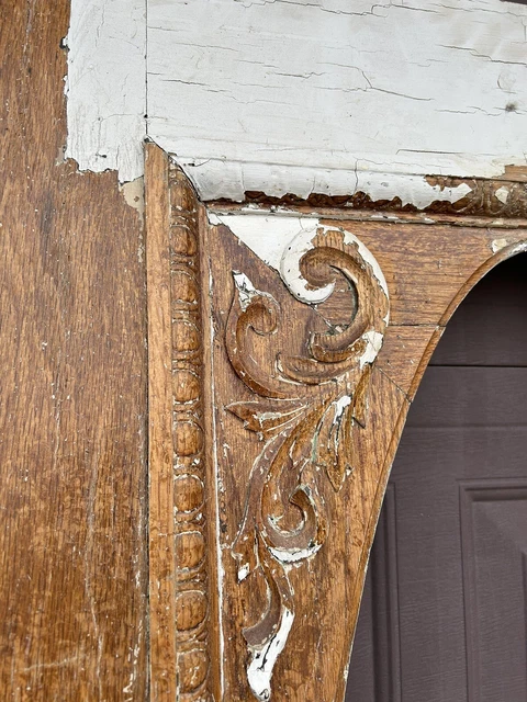 Antique Vintage Carved Wood Entry Door 2