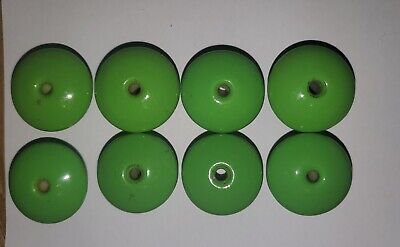 Set of 8 Vintage Green Ceramic Knobs Pulls Cabinet Drawer  1.25"