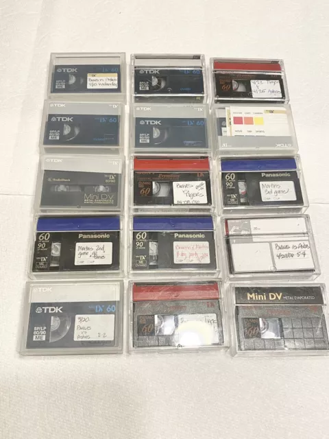 Lot of (15) Used TDK /Sony/Panasonic MiniDV DVM 60 Minute Video Tapes Cassette