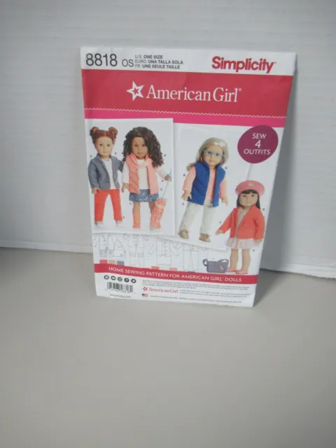 Simplicity  American Girl Doll 18"   Doll Clothes Sewing Pattern #8818 NEW UNCUT