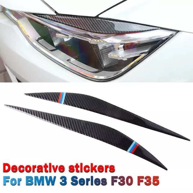 Sopracciglia fari per BMW Serie 3 F30 F31 F35 13-18 vera fibra di carbonio