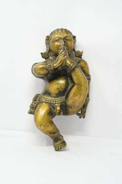 Vintage Old Brass Hand Crafted Bal Krishna Wall Hanging Decorative NH7240