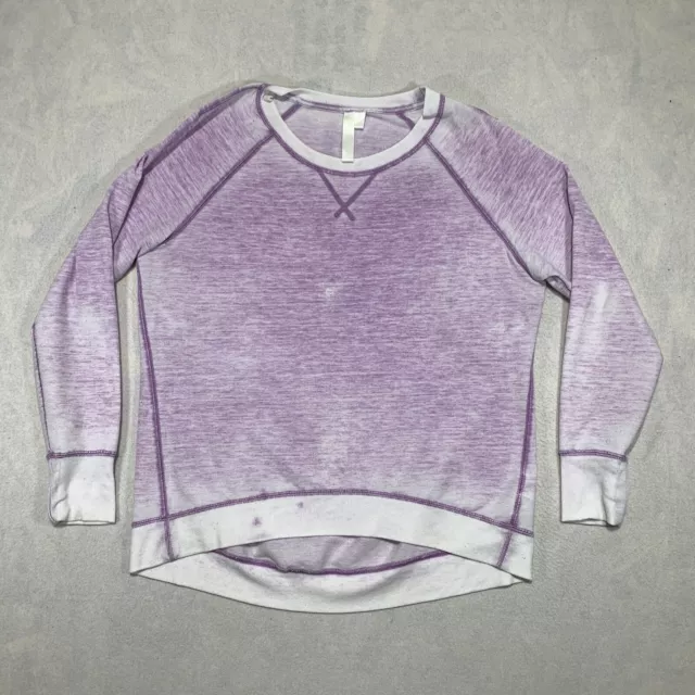 Green Tea Sweatshirt Women's Large Purple Heather Long Sleeve Crew Neck