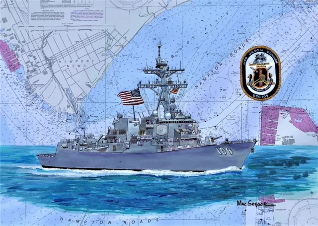 USS Jason Dunham DDG-109 art print US Navy ship Guided Missile Destroyer