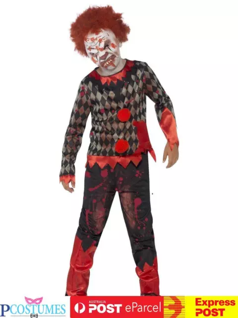 Deluxe Zombie Clown Halloween Horror Scary Child Boys Fancy Dress Costume