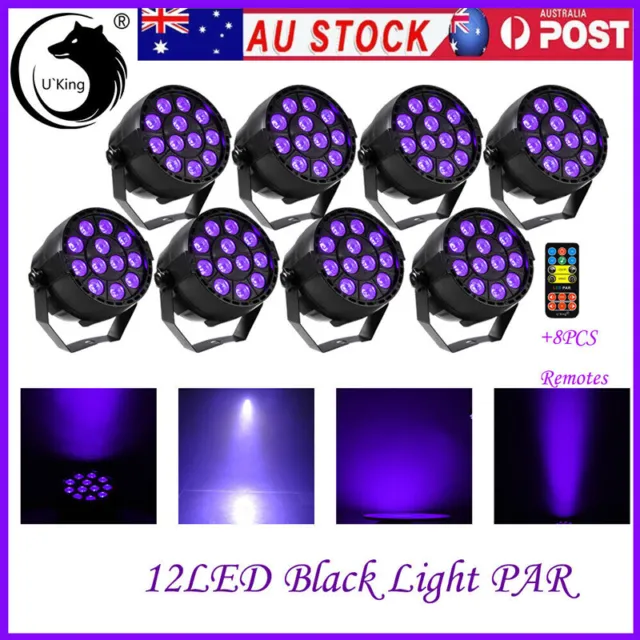8PCS 120W Black Lights 12 LED DMX UV Black Light Effect DJ Disco Par Spotlight