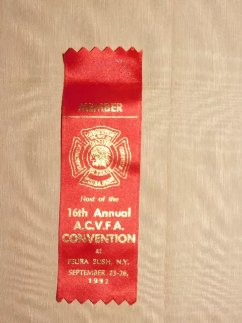 Vintage 1992 Acvfa Convention Feura Bush Ny Volunteer Firemen's  Ribbon