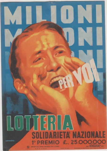 T) Manifestino cartone  17x24cm Lotteria Solidarietà Nazionale