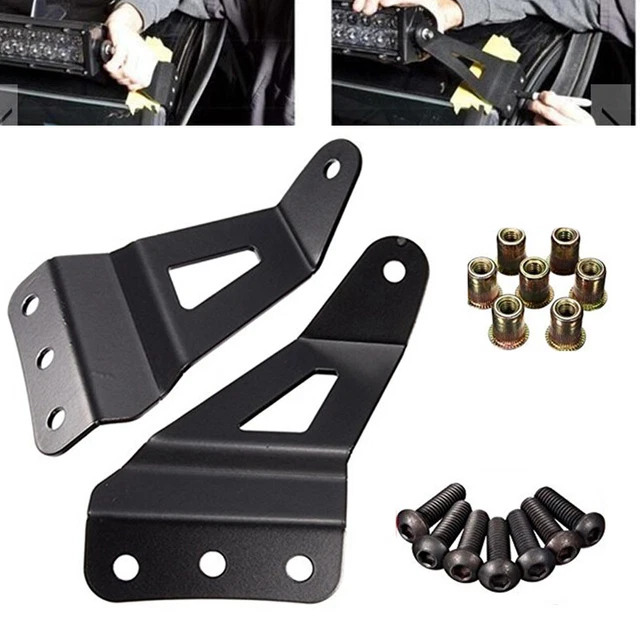 Off-road Car SUV Windshield Mounting Brackets Roof LED Lamp Strips Bracket Black