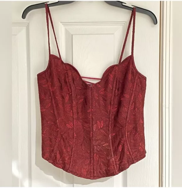 La Perla Vintage Bustier in Red Floral with Back Lace Up Size 42