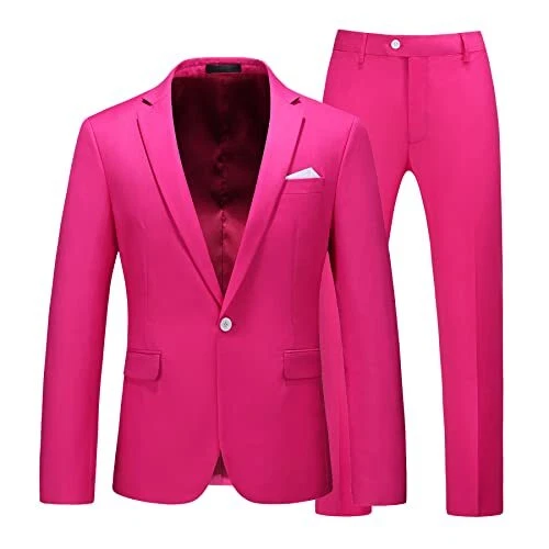 Mens Slim Fit 2 Piece Suit One Button Notch Lapel Tuxedo for Prom (Suit Jacke...