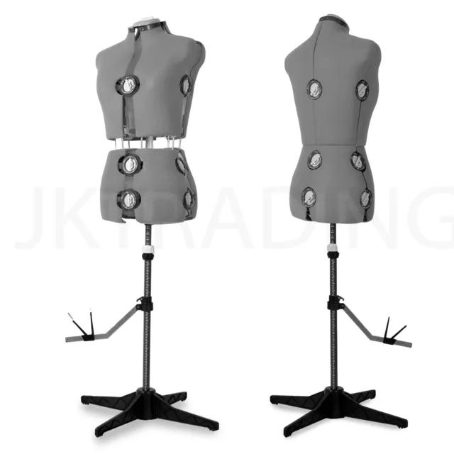 JKCrafts 8Parts SZ8-14 Adjustable Dressmakers Dummy Model Mannequin Sewing GREY