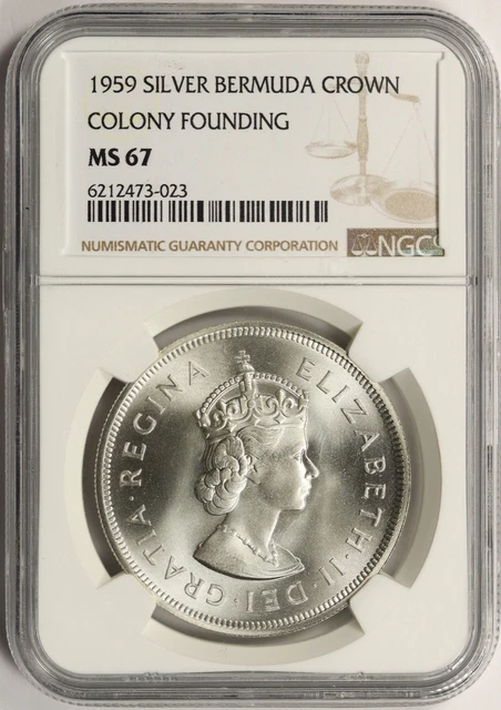 1959 Bermuda Silver Crown NGC MS67 Colony Founding