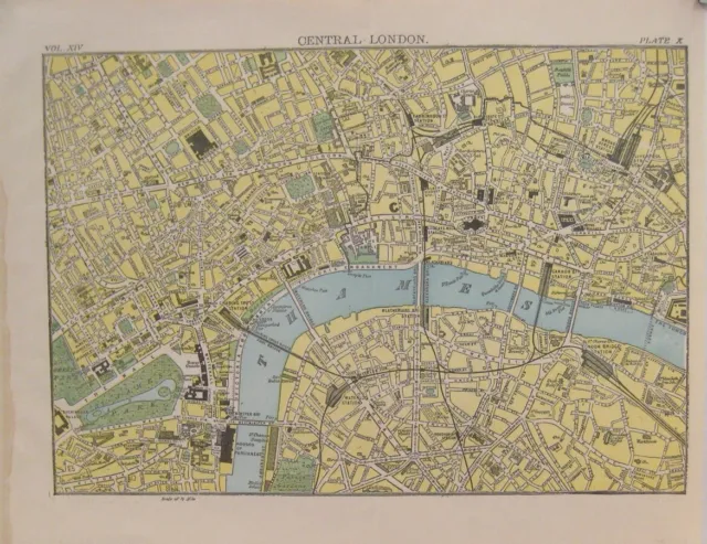 Original 1882 Bartholomew Map CENTRAL LONDON Tower Subway England Westminster