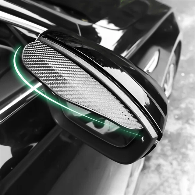 2PCS Carbon Fiber Black Car Rear View Side Mirror Rain Visor Guard Accessories