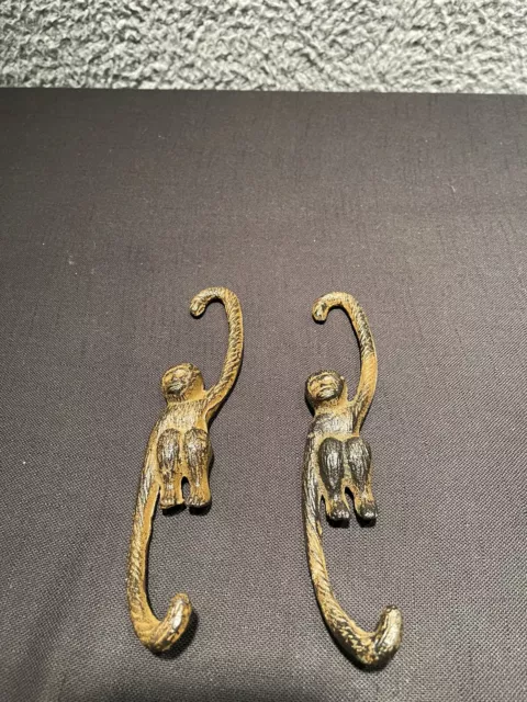 Cast Iron Monkey Hook S Plant Hanger Black 8” Long LOT/2