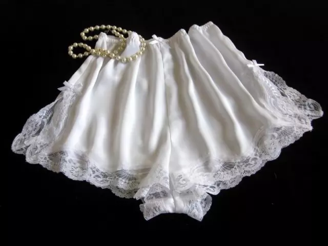 M mutandine bianco seta morbido drappeggio stile vintage NUOVE