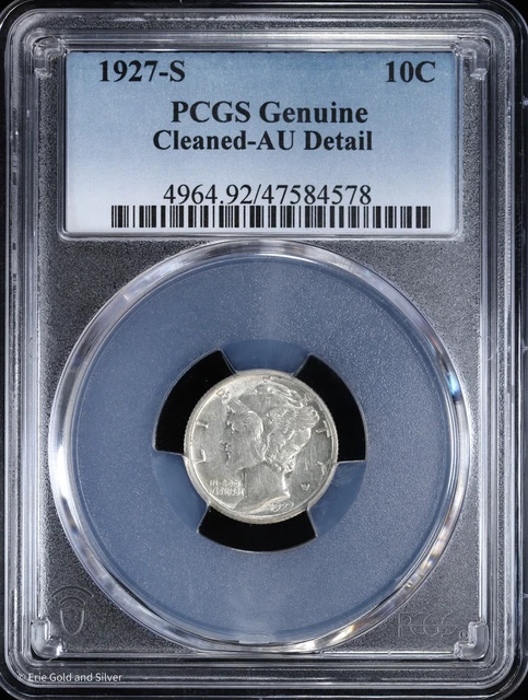 1927 S 10C Mercury Dime PCGS Genuine AU Detail