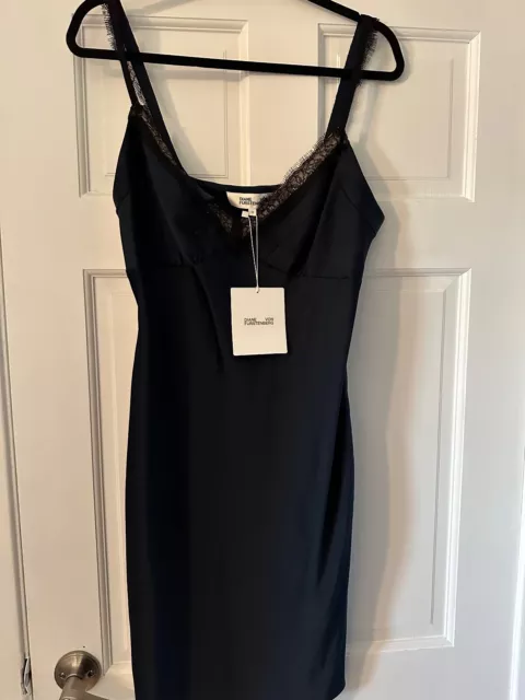 DIANE VON FURSTENBERG DVF Margarit Slip Dress Size 10 - Navy Blue