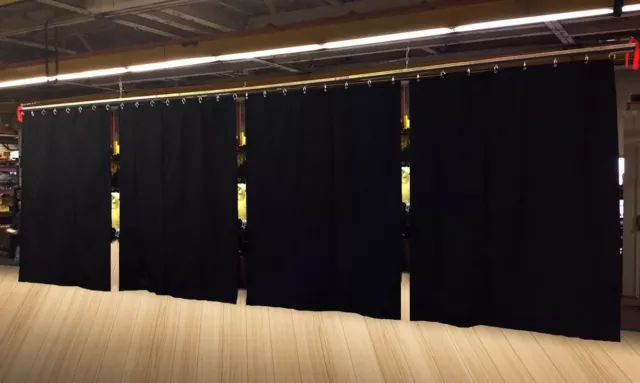 Lot of (4) Economy Black Curtain Panel/Partition, 15 H x 4½ W, Non-FR