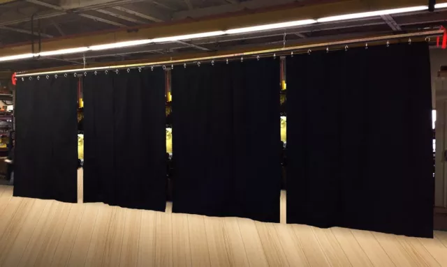 Lot of (4) Economy Black Curtain Panel/Partition, 8 H x 4½ W, Non-FR