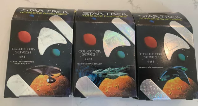 3 LOT Star Trek The Next Generation Adhesive Bandages NEW in Box 1, 4, & 6 3 LOT Star Trek The Next Generation Adhesive Bandages NEW in Box 1, 4, & 6