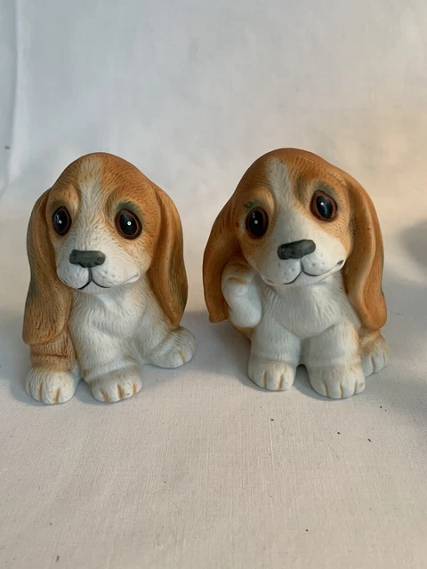 Vintage Homco Cocker Spaniel Figurines  Set of Two 3" Puppy Dogs Long Ears
